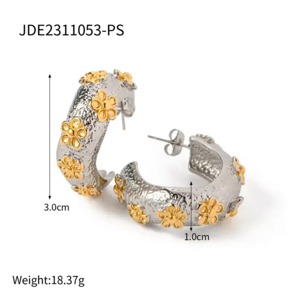 304 Stainless Steel Geometric PVD Coated 18K Real Gold Plated Real Gold Plated Simple Style Classic Style Waterproof Non Tarnish Plating Ear Studs