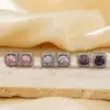 1 Pair Casual Simple Style Square Inlay Copper Zircon Sier Plated Ear Studs