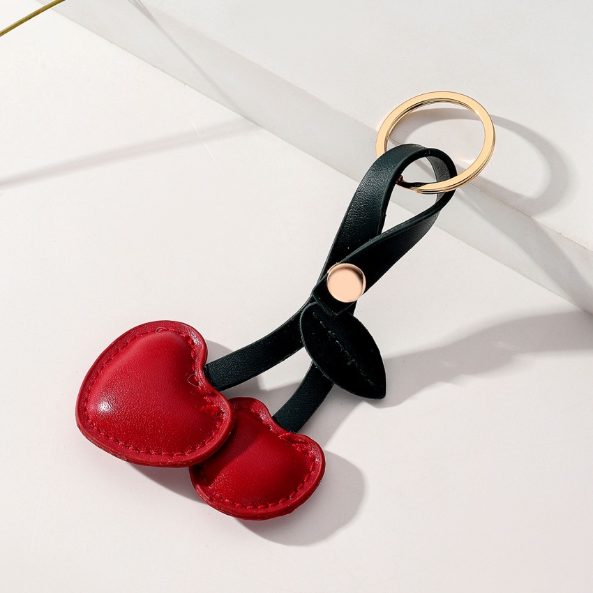 Wholesale New Leather Cherry Keychain Pendant