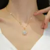 Wholesale Real Gold Plated 304 Stainless Steel PVD Coated Zircon Flower Waterproof Non Tarnish Luxurious Earrings Necklace For Women'S