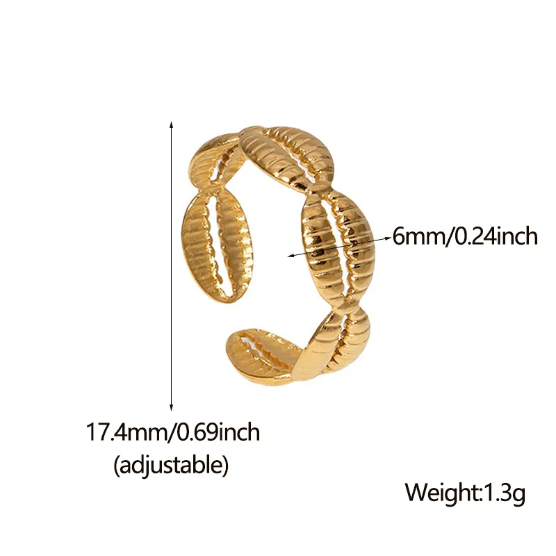 Wholesale PVD Coated Real Gold Plated Solid Color Stainless Steel Simple Style Waterproof Non Tarnish Open Ring