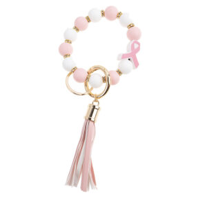 White silk scarf Su silicone key bracelet
