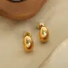 304 Stainless Steel Solid Color PVD Coated 18K Gold Plated Real Gold Plated 18K Gold Simple Style Waterproof Non Tarnish Plating Gold Sier Ear Studs