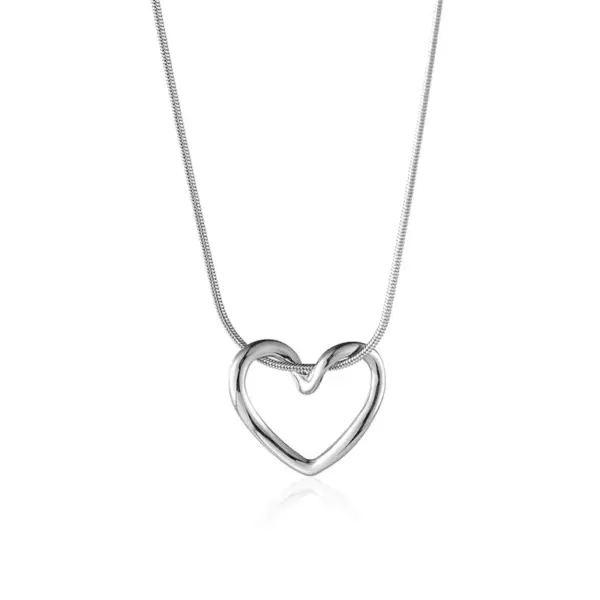 Wholesale PVD Coated Heart Shape 304 Stainless Steel Simple Style Shiny Waterproof Non Tarnish 304 Stainless Steel Pendant Necklace