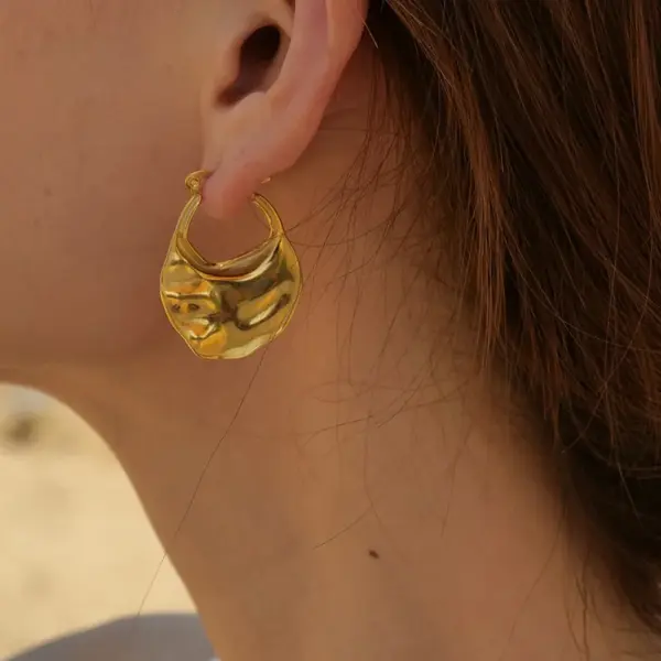 Wholesale 304 Stainless Steel Solid Color PVD Coated 18K Gold Plated IG Style Plating Earrings