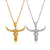 Wholesale Cross-border new stainless steel personality ethnic Indian cow head necklace animal cow horn pendant necklace