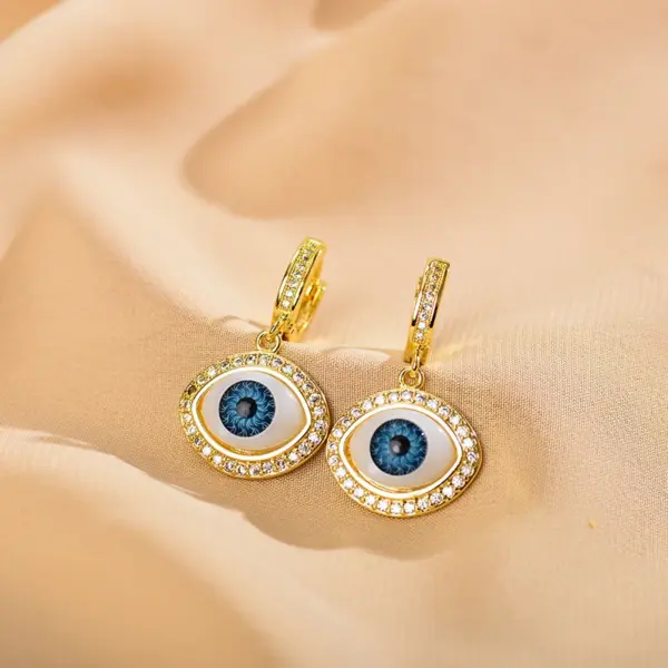 1 Pair Fashion Eye Polishing Inlay Copper Zircon Gold Plated Drop Earrings