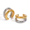 Wholesale 1 Pair Simple Style C Shape Color Block Plating 304 Stainless Steel 18K Gold Plated Ear Cuffs