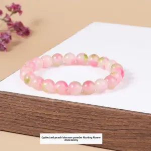 Optimized Peach Blossom Powder Floating Flower Chalcedony Bracelet / Diameter 10.1-10.8mm (about 17-19 Pieces)