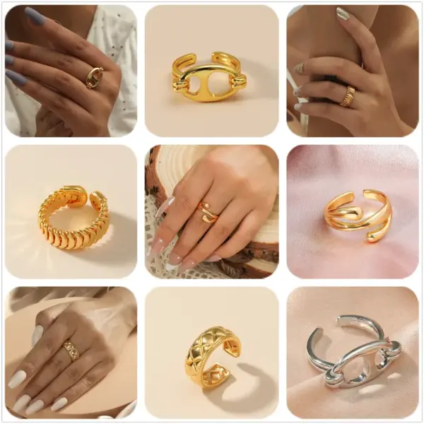 PVD Coated Real Gold Plated Geometric Titanium Steel Baroque Style Waterproof Non Tarnish