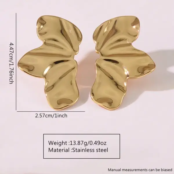 201 Stainless Steel 304 Stainless Steel Flower Petal Electroplating Stone-Free Imitation Gold Sweet Flowers Ear Studs
