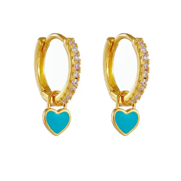 Wholesale Fashion Heart-shaped Earrings Ear Buckle Drop Oil Copper Earrings