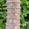 Wholesale Jewelry Casual Simple Style Starfish Heart Shape Fish Tail Copper Zircon 18K Gold Plated Polishing Enamel Inlay Bracelets