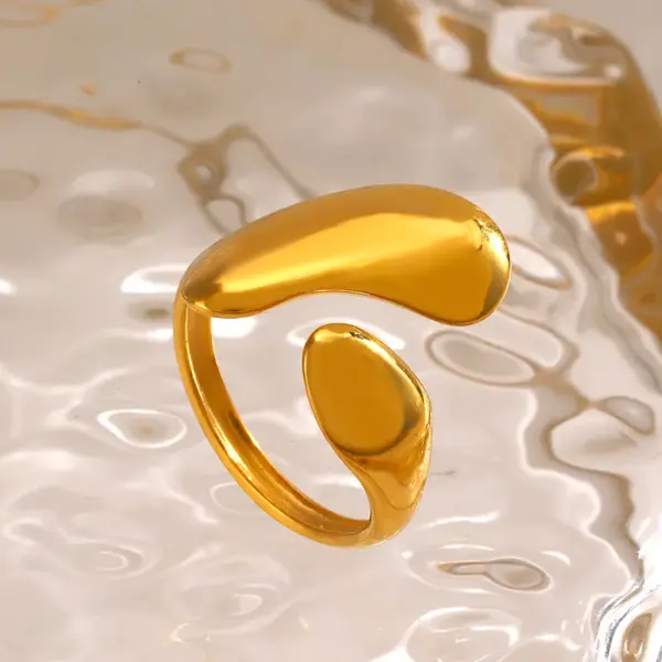 Wholesale Ion Plating (IP) 18K Gold Plated Irregular 304 Stainless Steel Simple Style IG Style Waterproof Non Tarnish Open Rings