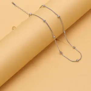 1.2mm Steel round Snake Bone Clip Bead Necklace / 55 5cm Extension Chain