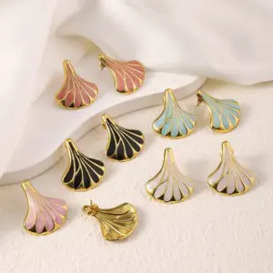 Wholesale 304 Stainless Steel Plastic Geometric Electroplating Acrylic Imitation Gold Vintage Style Luxurious French Style Inlay Ear Studs