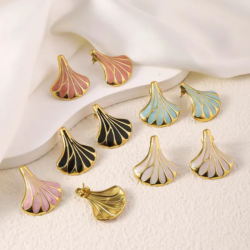Wholesale 304 Stainless Steel Plastic Geometric Electroplating Acrylic Imitation Gold Vintage Style Luxurious French Style Inlay Ear Studs