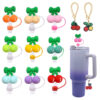 Wholesale Random 10pcs 10MM multicolor cherry dust plug straw accessories