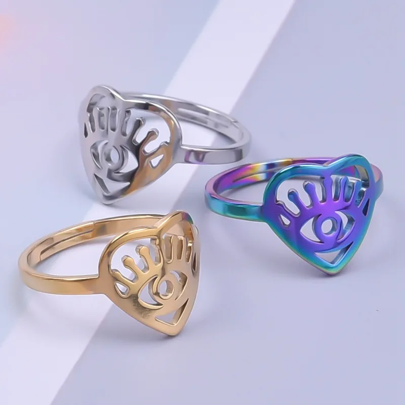 Wholesale PVD Coated Real Gold Plated 18K Gold Solid Color 304 Stainless Steel Commute Waterproof Non Tarnish Rings
