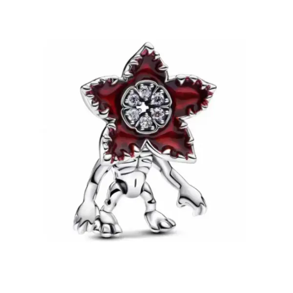 Wholesale Silver-Plated Copper Zircon Flower Electroplated Simple Style Beaded Chain Bracelet For Women Red Piranha Pendant Design Combination Jewelry Lover's Gift
