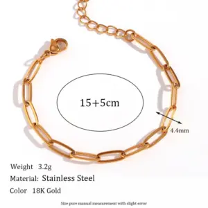 4.4mm Clip Chain-Gold Bracelet-15cm 5cm