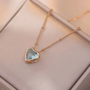 X2179 Light Blue Heart Necklace