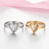 Wholesale PVD Coated 18K Gold Real Gold Plated Heart Shape 201 Stainless Steel Fashion Waterproof Non Tarnish Open Ring