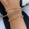 PVD Coated 14K Gold Real Gold Plated Ball 304 Stainless Steel Fashion Waterproof Non Tarnish 304 Stainless Steel Bracelets