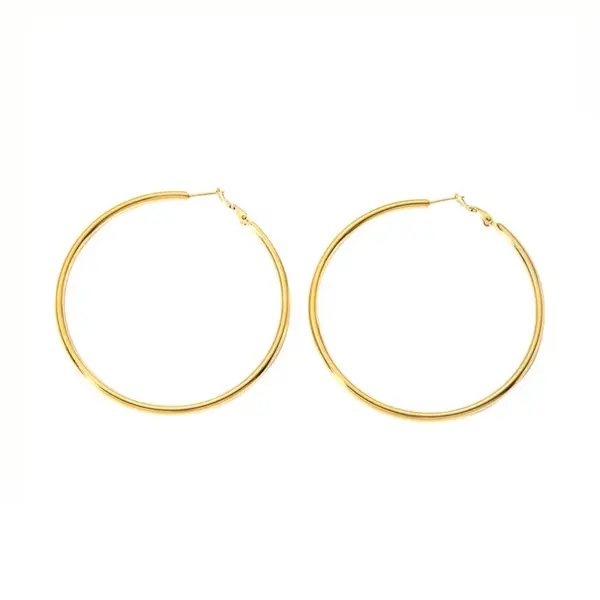 Wholesale PVD Coated Real Gold Plated 18K Gold Solid Color 304 Stainless Steel Simple Style Waterproof Non Tarnish Hoop Earrings