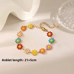 【XKB2006】 Colorful Daisy Bracelet / Gold