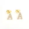 Wholesale Copper Letter Water Plating Zircon Platinum Plated Gold Plated Fashion Inlay Ear Studs
