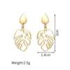 Wholesale 304 Stainless Steel Leaf PVD Coated Stone-Free 18K Real Gold Plated 18K Gold Elegant Waterproof Non Tarnish Hollow Out Gold Silver Earrings