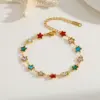 Elegant Cute Artistic Pentagram Water oplets Heart Shape 304 Stainless Steel 18K Gold Plated Zircon Cable Chain Bracelets In Bulk