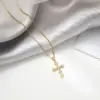 Wholesale Retro Cross Stainless Steel Inlay Rhinestones Pendant Necklace
