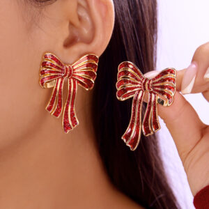 Christmas dripping bow earrings