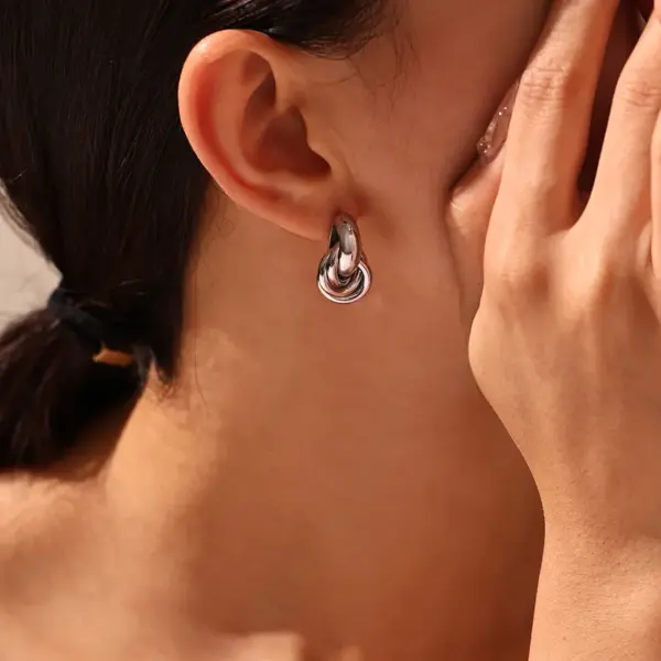 Wholesale PVD Coated Real Gold Plated 18K Gold Geometric 304 Stainless Steel Elegant Vacation Waterproof Non Tarnish Drop Earrings