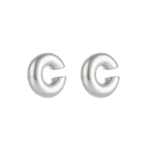 Thick round Beads Hollow Ear Clip-Ea544901s / Steel Color