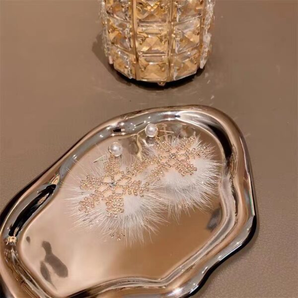 Wholesale Christmas element zircon pearl exaggerated snowflake earrings