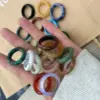 Retro Classic Style Geometric Dongling Crystal Agate Rings In Bulk