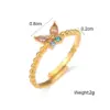 Wholesale PVD Coated Real Gold Plated 18K Gold Butterfly 304 Stainless Steel Waterproof Non Tarnish Rings