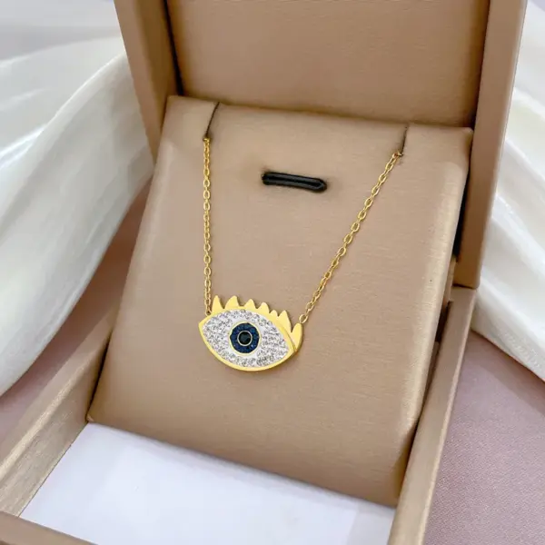 Wholesale Simple Style Geometric Gourd Titanium Steel Plating Rhinestones Pendant Necklace