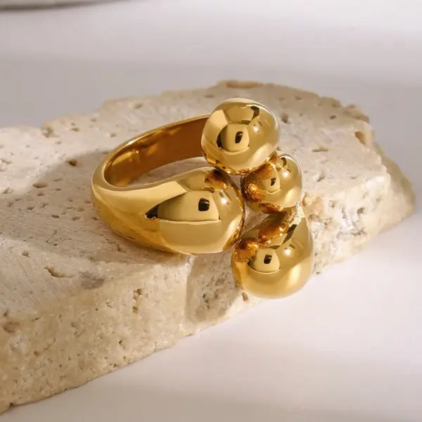 Wholesale PVD Coated Real Gold Plated Geometric 304 Stainless Steel French Style Classic Style Waterproof Non Tarnish Rings