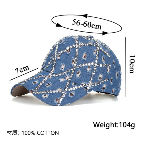 Wholesale Women's Ripped Diamond Denim Baseball Cap Leopard Rhinestone Fashion Cap Outdoor Sunshade Sunscreen Cap B1152