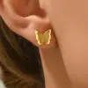 Wholesale 1 Pair Sweet Butterfly Three-dimensional 304 Stainless Steel 14K Gold Plated Stainless Steel Earrings