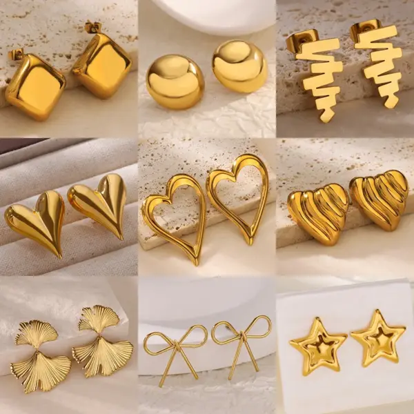 Wholesale Hot-Selling Heart Earrings 18K Gold Plated Stainless Steel Geometric Earrings Jewelry Christmas Gift Accessories For Women