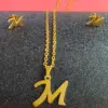 Wholesale Fashion Letter Titanium Steel Gold Plated Earrings Necklace