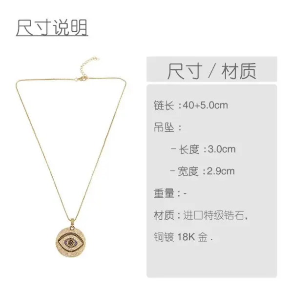 Wholesale Copper Inlaid Zircon Devil'S Eye Copper Necklaces