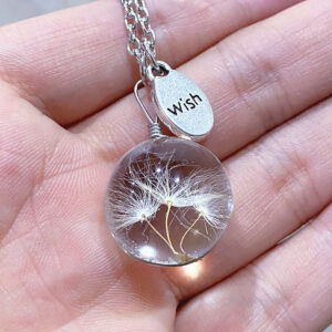 Wholesale Cross-border foreign trade real dandelion seed wishing bottle beauty handmade lucky flower glass necklace