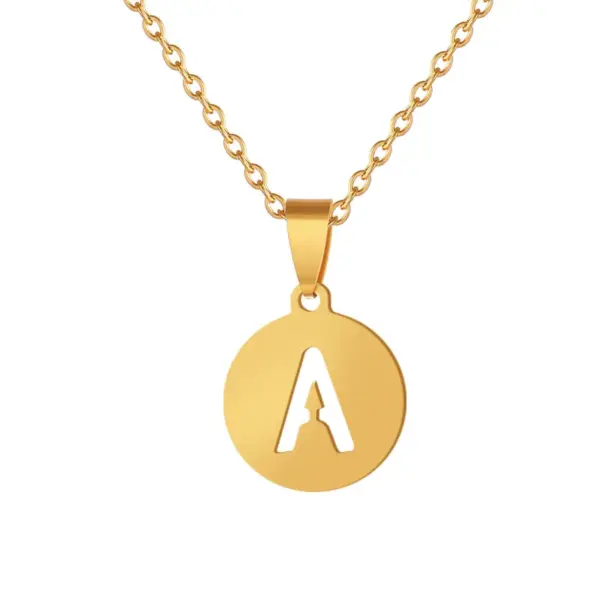 Wholesale Jewelry Simple Style Letter Stainless Steel 18K Gold Plated Plating Necklace