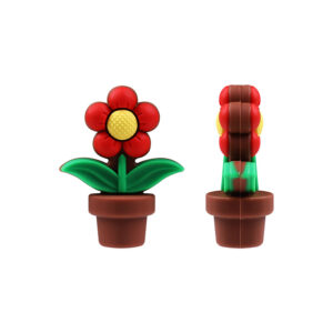 3d red flower pot